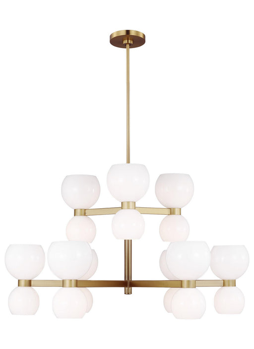 Myhouse Lighting Visual Comfort Studio - KSC10018BBSMG - 18 Light Chandelier - Londyn - Burnished Brass with Milk White Glass