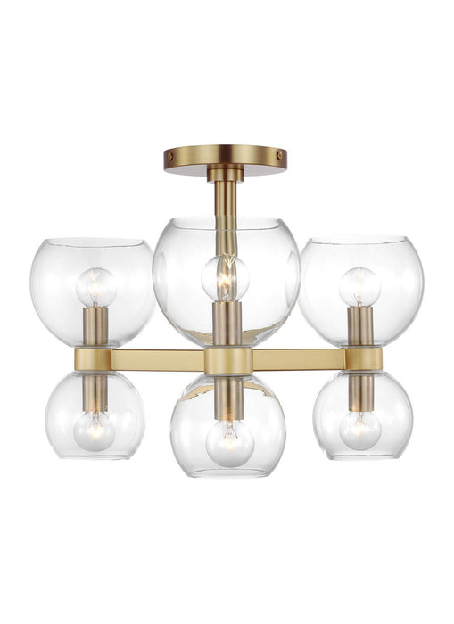 Myhouse Lighting Visual Comfort Studio - KSF1036BBSCG - Six Light Semi Flush Mount - Londyn - Burnished Brass with Clear Glass