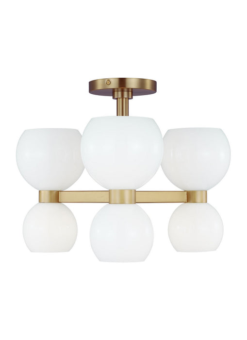 Myhouse Lighting Visual Comfort Studio - KSF1036BBSMG - Six Light Semi Flush Mount - Londyn - Burnished Brass with Milk White Glass