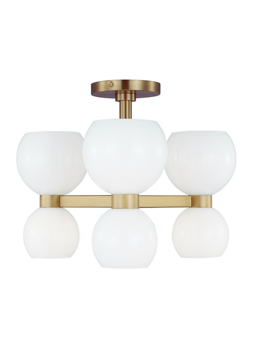 Myhouse Lighting Visual Comfort Studio - KSF1036BBSMG - Six Light Semi Flush Mount - Londyn - Burnished Brass with Milk White Glass