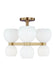 Myhouse Lighting Visual Comfort Studio - KSF1036BBSMG - Six Light Semi Flush Mount - Londyn - Burnished Brass with Milk White Glass