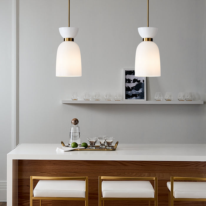 Myhouse Lighting Visual Comfort Studio - KSP1031BBSMG - One Light Pendant - Londyn - Burnished Brass with Milk White Glass