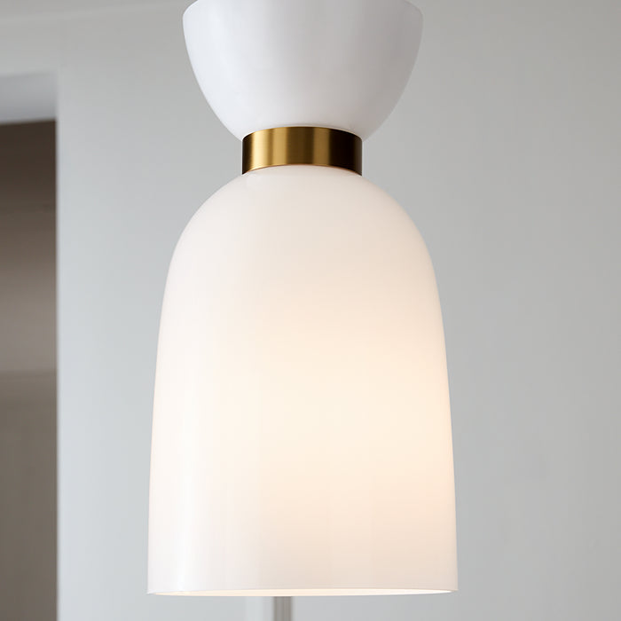 Myhouse Lighting Visual Comfort Studio - KSP1031BBSMG - One Light Pendant - Londyn - Burnished Brass with Milk White Glass