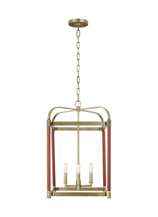 Myhouse Lighting Visual Comfort Studio - LC1144TWB - Four Light Lantern - Hadley - Time Worn Brass