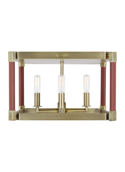 Myhouse Lighting Visual Comfort Studio - LF1034TWB - Four Light Flush Mount - Hadley - Time Worn Brass