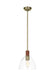 Myhouse Lighting Visual Comfort Studio - LP1041TWBCG - One Light Pendant - Hadley - Time Worn Brass