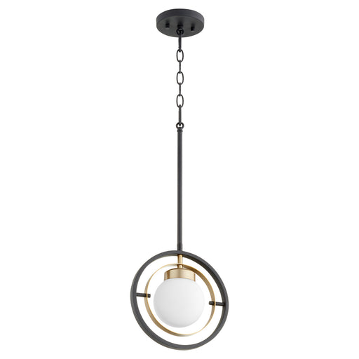 Myhouse Lighting Quorum - 306-6980 - One Light Pendant - Nimbus - Textured Black w/ Aged Brass