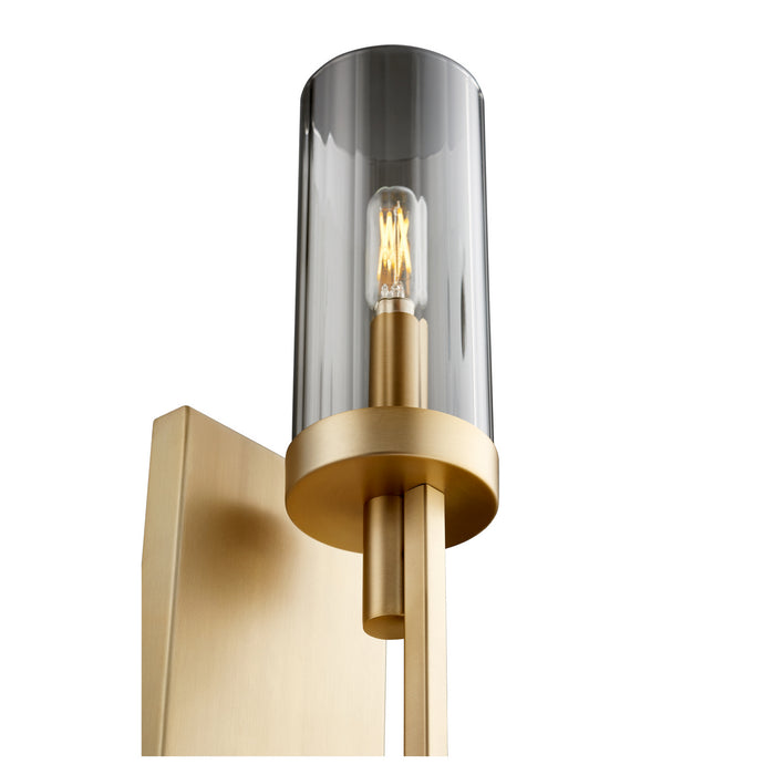 Myhouse Lighting Quorum - 501-1-80 - One Light Wall Mount - Ladin - Aged Brass w/ Smoke Fluted Glass