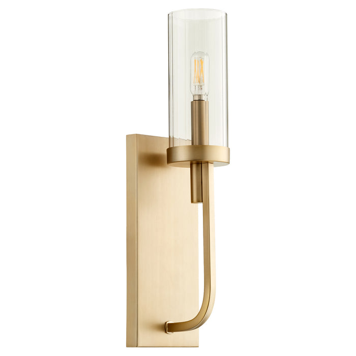 Myhouse Lighting Quorum - 501-1-80 - One Light Wall Mount - Ladin - Aged Brass w/ Smoke Fluted Glass