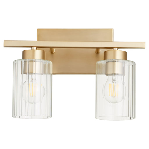 Myhouse Lighting Quorum - 501-2-280 - Two Light Vanity - Ladin - Aged Brass w/ Clear Fluted Glass