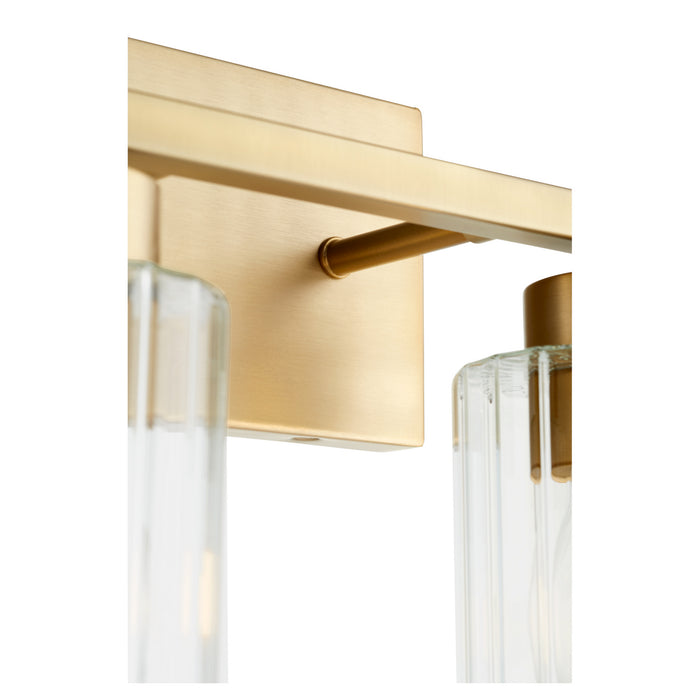 Myhouse Lighting Quorum - 501-3-280 - Three Light Vanity - Ladin - Aged Brass w/ Clear Fluted Glass