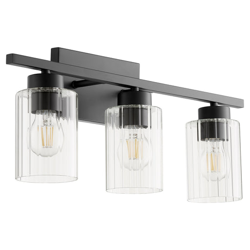 Myhouse Lighting Quorum - 501-3-69 - Three Light Vanity - Ladin - Textured Black w/ Clear Fluted Glass