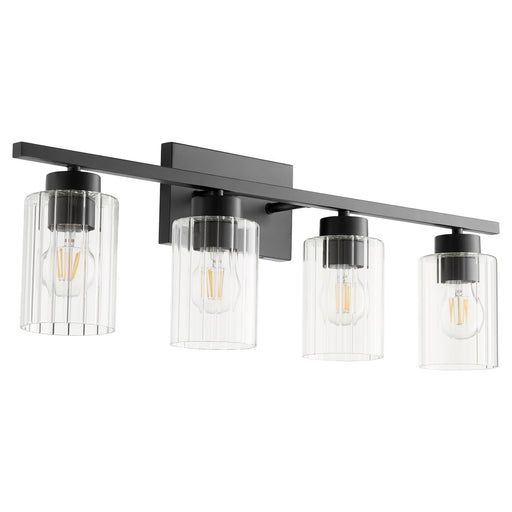 Myhouse Lighting Quorum - 501-4-69 - Four Light Vanity - Ladin - Textured Black w/ Clear Fluted Glass