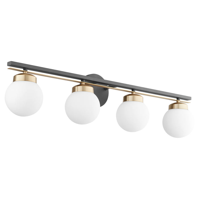 Myhouse Lighting Quorum - 506-4-6980 - Four Light Vanity - Nimbus - Textured Black w/ Aged Brass