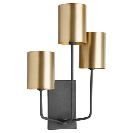 Myhouse Lighting Quorum - 557-3-6980 - Three Light Wall Mount - Harmony - Textured Black w/ Aged Brass