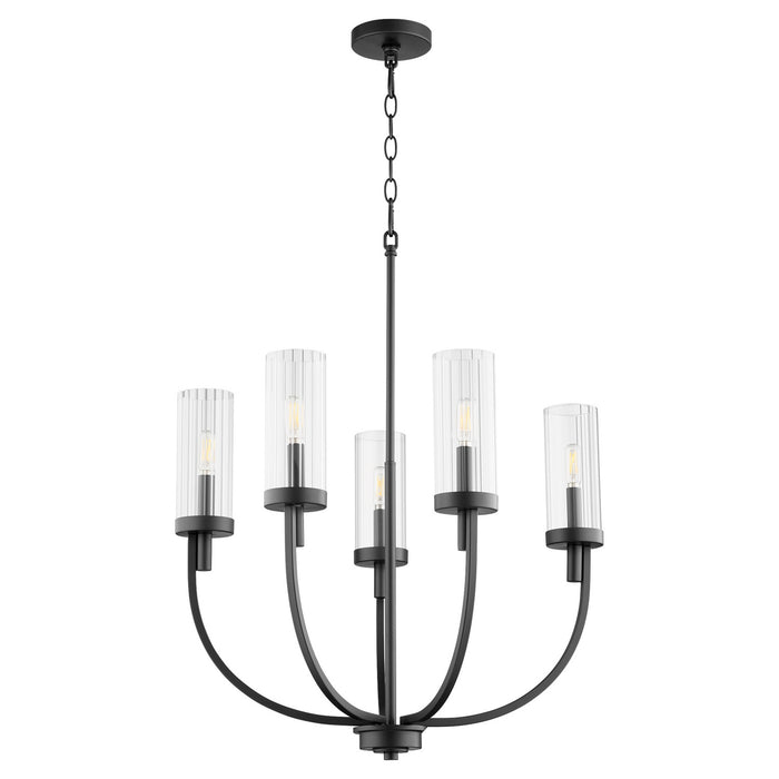 Myhouse Lighting Quorum - 601-5-69 - Five Light Chandelier - Ladin - Textured Black w/ Clear Fluted Glass