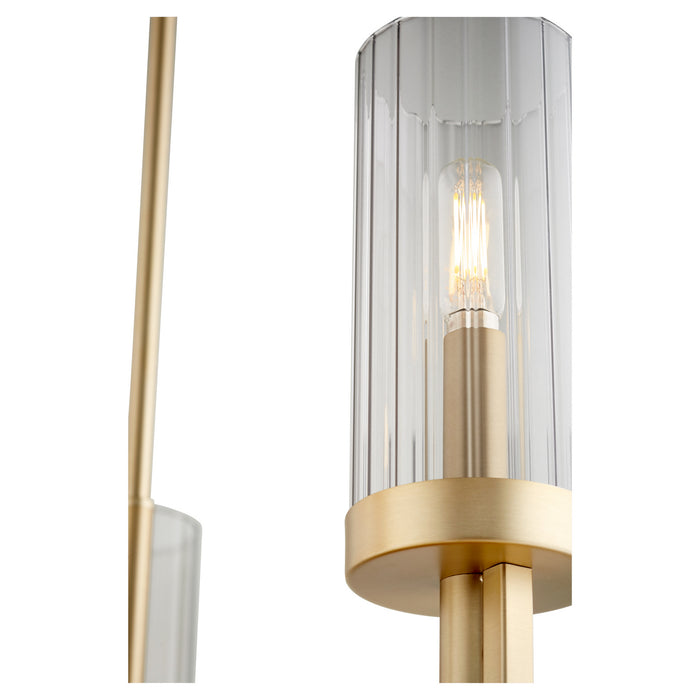 Myhouse Lighting Quorum - 601-5-80 - Five Light Chandelier - Ladin - Aged Brass w/ Smoke Fluted Glass