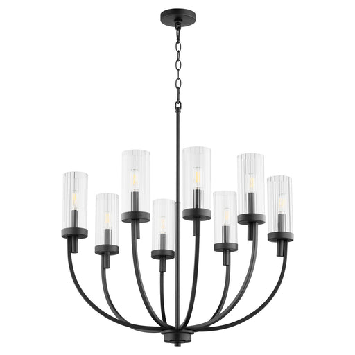 Myhouse Lighting Quorum - 601-8-69 - Eight Light Chandelier - Ladin - Textured Black w/ Clear Fluted Glass