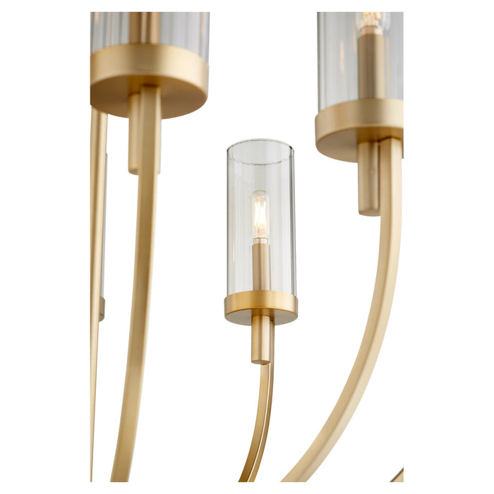 Myhouse Lighting Quorum - 601-8-80 - Eight Light Chandelier - Ladin - Aged Brass w/ Smoke Fluted Glass