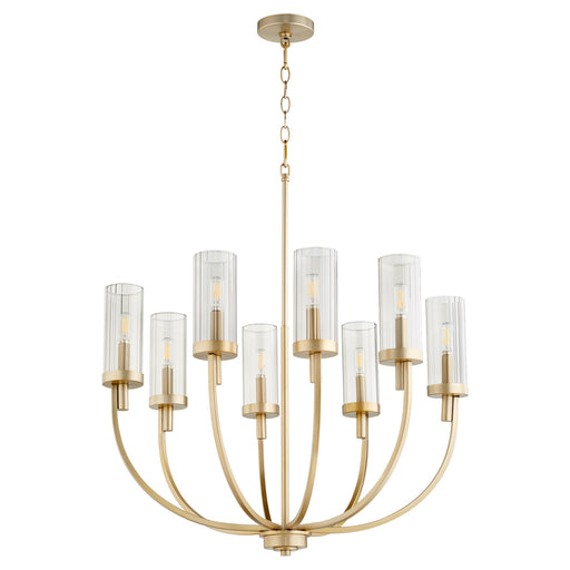 Myhouse Lighting Quorum - 601-8-80 - Eight Light Chandelier - Ladin - Aged Brass w/ Smoke Fluted Glass