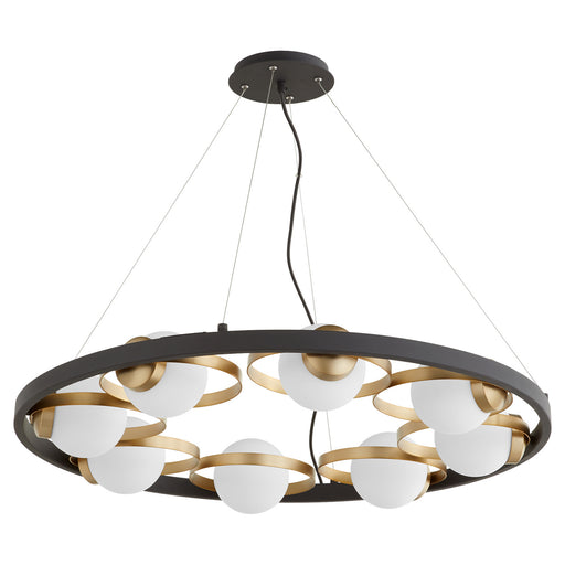 Myhouse Lighting Quorum - 606-8-6980 - Eight Light Chandelier - Nimbus - Textured Black w/ Aged Brass