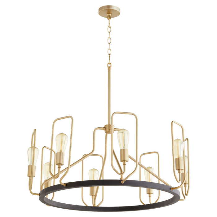 Myhouse Lighting Quorum - 65-8-6980 - Eight Light Chandelier - Howe - Textured Black w/ Aged Brass