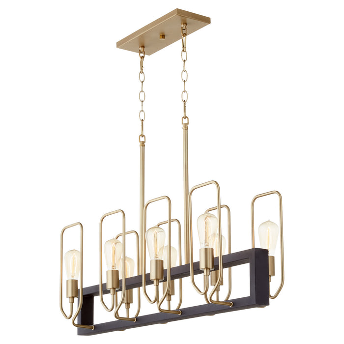 Myhouse Lighting Quorum - 66-8-6980 - Eight Light Chandelier - Howe - Textured Black w/ Aged Brass