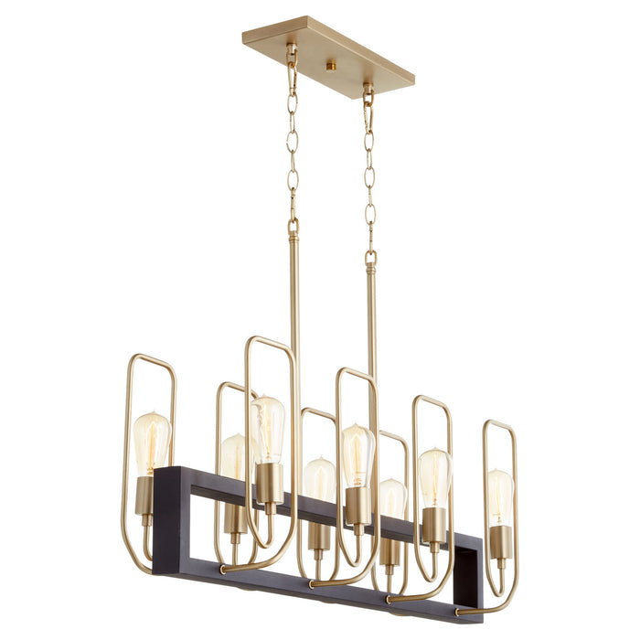 Myhouse Lighting Quorum - 66-8-6980 - Eight Light Chandelier - Howe - Textured Black w/ Aged Brass