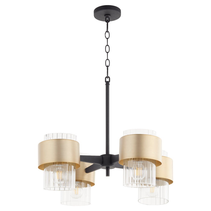 Myhouse Lighting Quorum - 683-4-6980 - Four Light Chandelier - Epsilon - Textured Black w/ Aged Brass