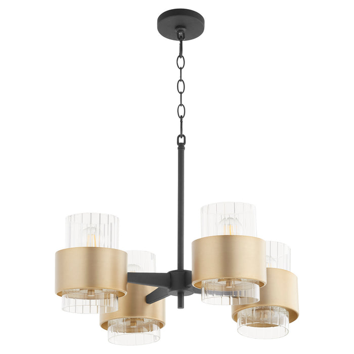 Myhouse Lighting Quorum - 683-4-6980 - Four Light Chandelier - Epsilon - Textured Black w/ Aged Brass