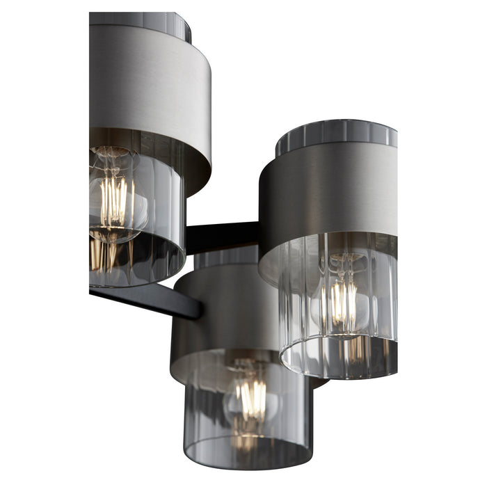 Myhouse Lighting Quorum - 683-6-6965 - Six Light Chandelier - Epsilon - Textured Black w/ Satin Nickel