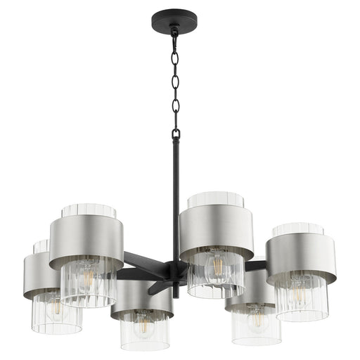 Myhouse Lighting Quorum - 683-6-6965 - Six Light Chandelier - Epsilon - Textured Black w/ Satin Nickel