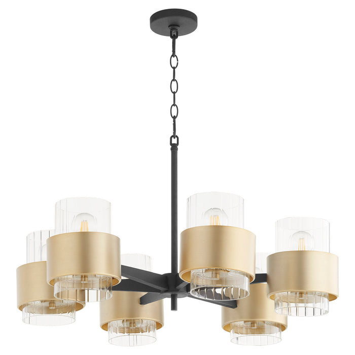 Myhouse Lighting Quorum - 683-6-6980 - Six Light Chandelier - Epsilon - Textured Black w/ Aged Brass