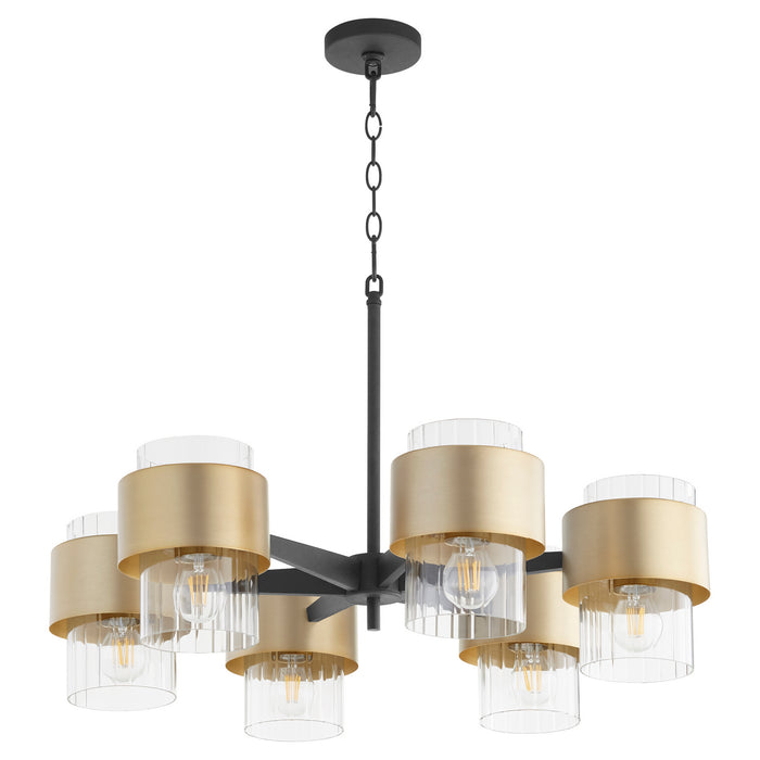 Myhouse Lighting Quorum - 683-6-6980 - Six Light Chandelier - Epsilon - Textured Black w/ Aged Brass