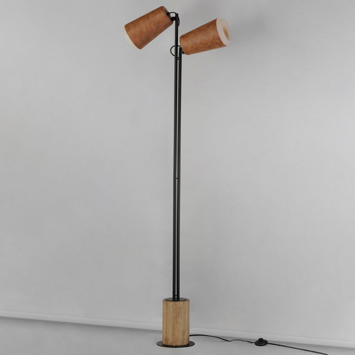 Myhouse Lighting Maxim - 10099WWDTN - LED Floor Lamp - Scout - Weathered Wood / Tan Leather