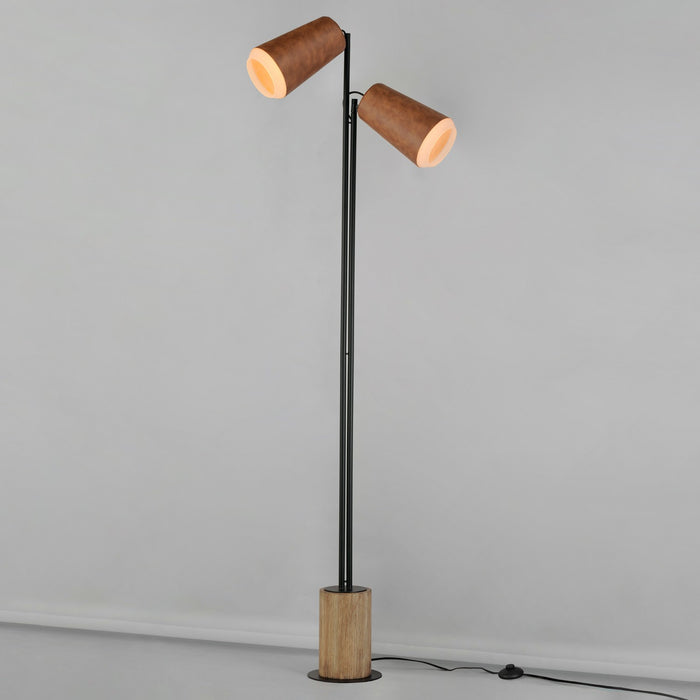 Myhouse Lighting Maxim - 10099WWDTN - LED Floor Lamp - Scout - Weathered Wood / Tan Leather