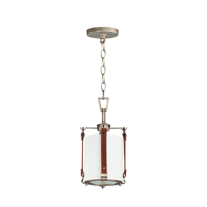 Myhouse Lighting Maxim - 16132FTWZBSD - One Light Pendant - Sausalito - Weathered Zinc / Brown Suede