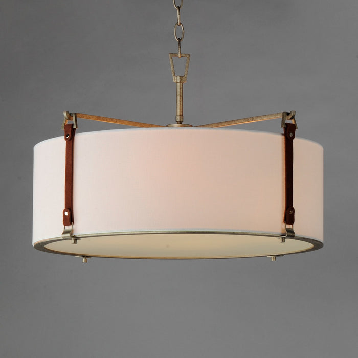 Myhouse Lighting Maxim - 16135FTWZBSD - Four Light Pendant - Sausalito - Weathered Zinc / Brown Suede