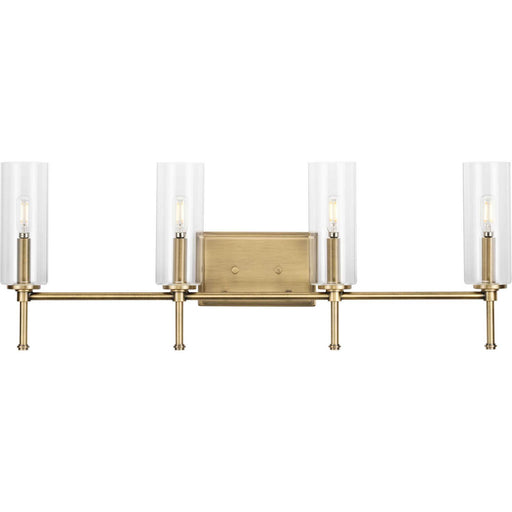 Myhouse Lighting Progress Lighting - P300359-163 - Four Light Bath Vanity - Elara - Vintage Brass