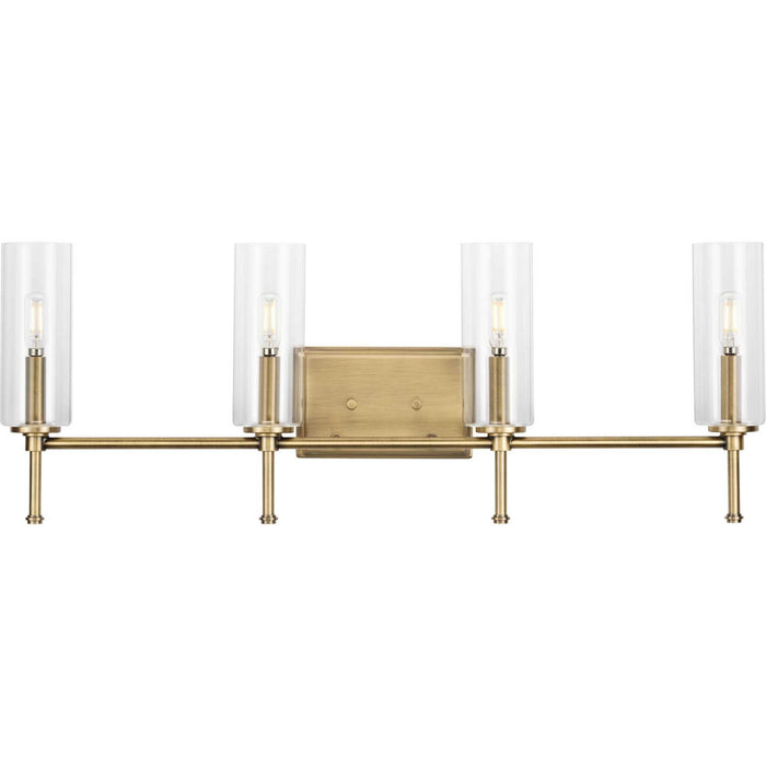 Myhouse Lighting Progress Lighting - P300359-163 - Four Light Bath Vanity - Elara - Vintage Brass