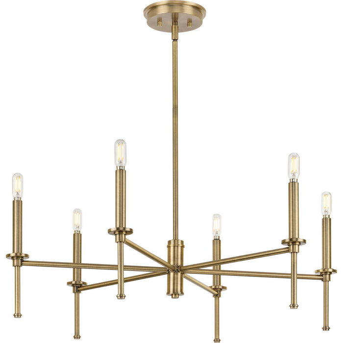 Myhouse Lighting Progress Lighting - P400294-163 - Six Light Chandelier - Elara - Vintage Brass