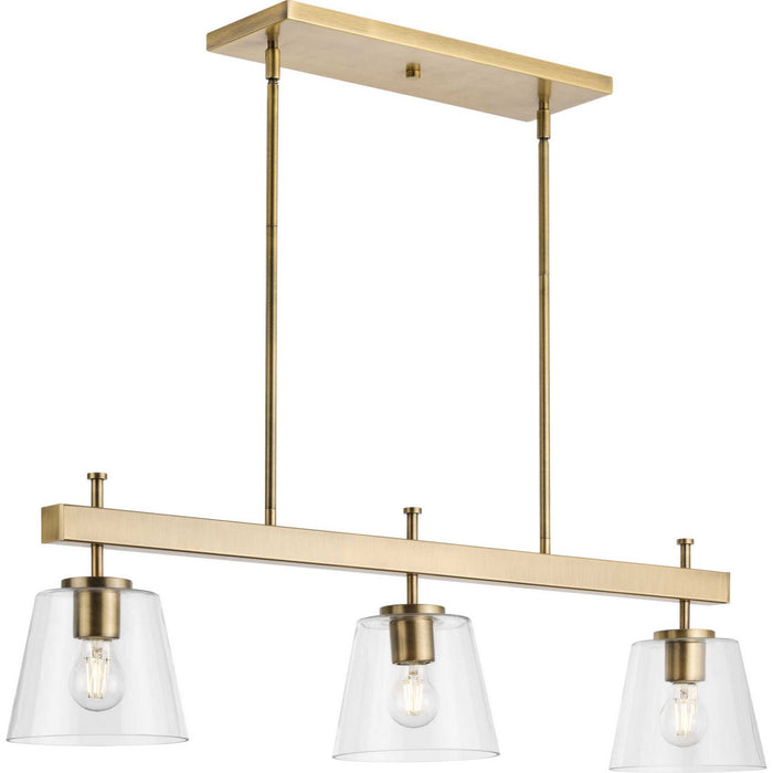 Myhouse Lighting Progress Lighting - P400298-163 - Three Light Linear Island Chandelier - Saffert - Vintage Brass