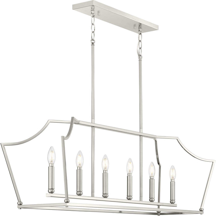 Myhouse Lighting Progress Lighting - P400300-009 - Six Light Linear Island Chandelier - Parkhurst - Brushed Nickel