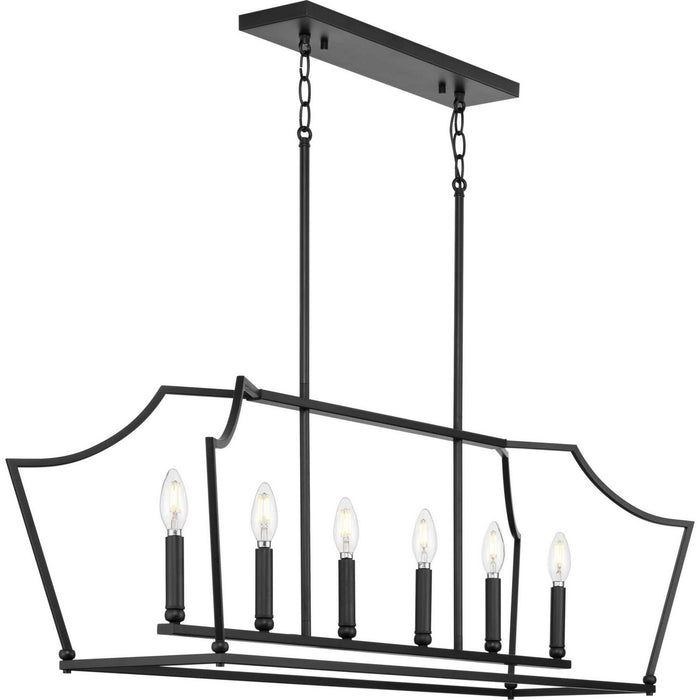 Myhouse Lighting Progress Lighting - P400300-31M - Six Light Linear Island Chandelier - Parkhurst - Matte Black