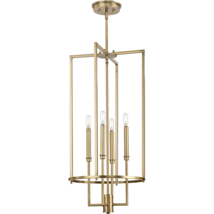 Myhouse Lighting Progress Lighting - P500363-163 - Four Light Foyer Chandelier - Elara - Vintage Brass