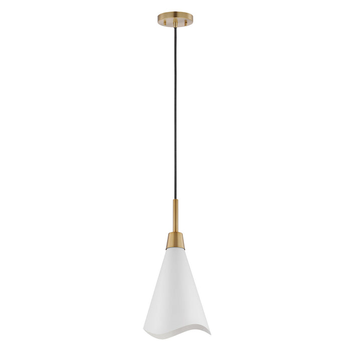 Myhouse Lighting Nuvo Lighting - 60-7477 - One Light Pendant - Tango - Matte White / Burnished Brass