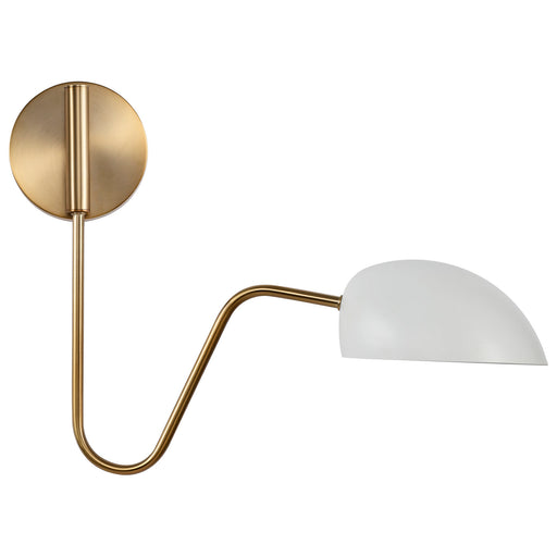Myhouse Lighting Nuvo Lighting - 60-7392 - One Light Wall Sconce - Trilby - Matte White / Burnished Brass