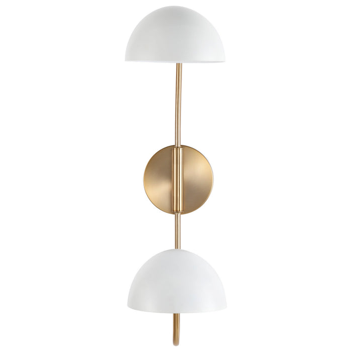 Myhouse Lighting Nuvo Lighting - 60-7394 - Two Light Wall Sconce - Trilby - Matte White / Burnished Brass