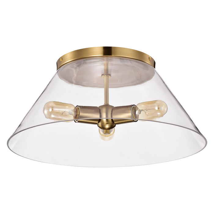 Myhouse Lighting Nuvo Lighting - 60-7422 - Three Light Flush Mount - Dover - Vintage Brass