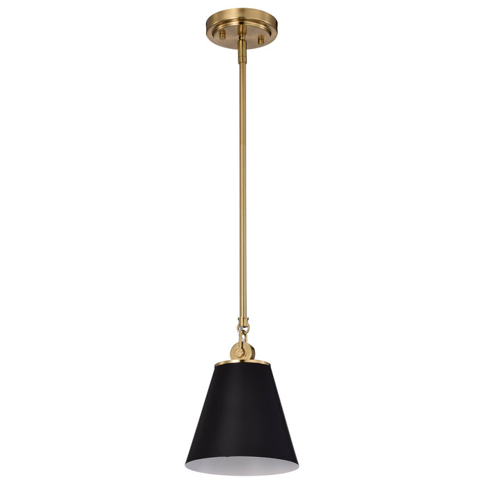 Myhouse Lighting Nuvo Lighting - 60-7408 - One Light Pendant - Dover - Black / Vintage Brass